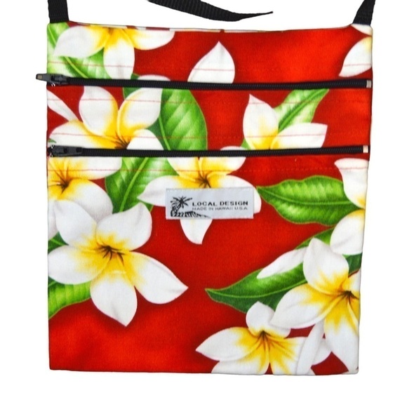 Local Design MADE IN HAWAII Cotton Crossbody Bag, Plumeria Design - Picture 10 of 11